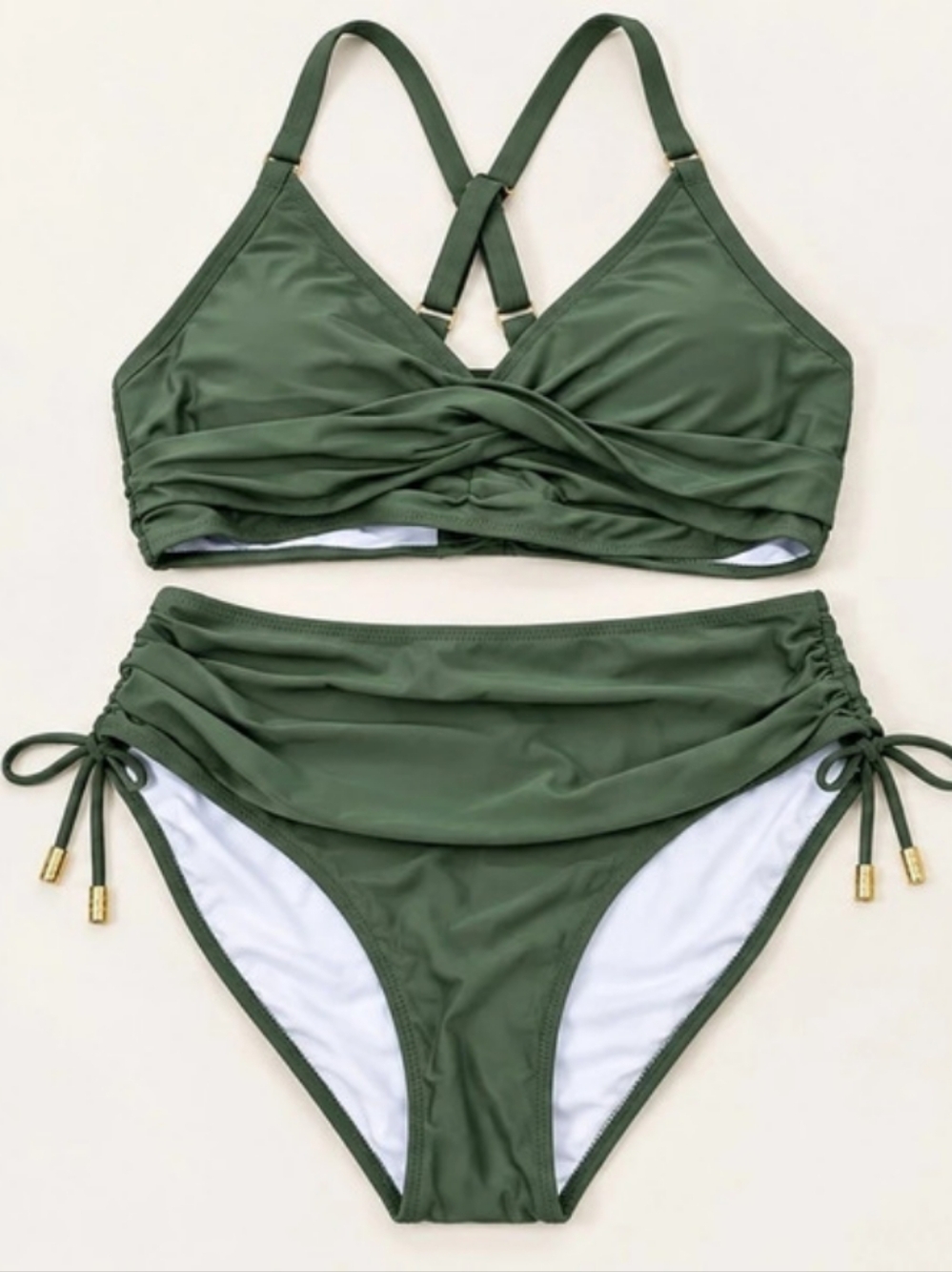 Olive Green Tie-Side Bikini Set Brand New